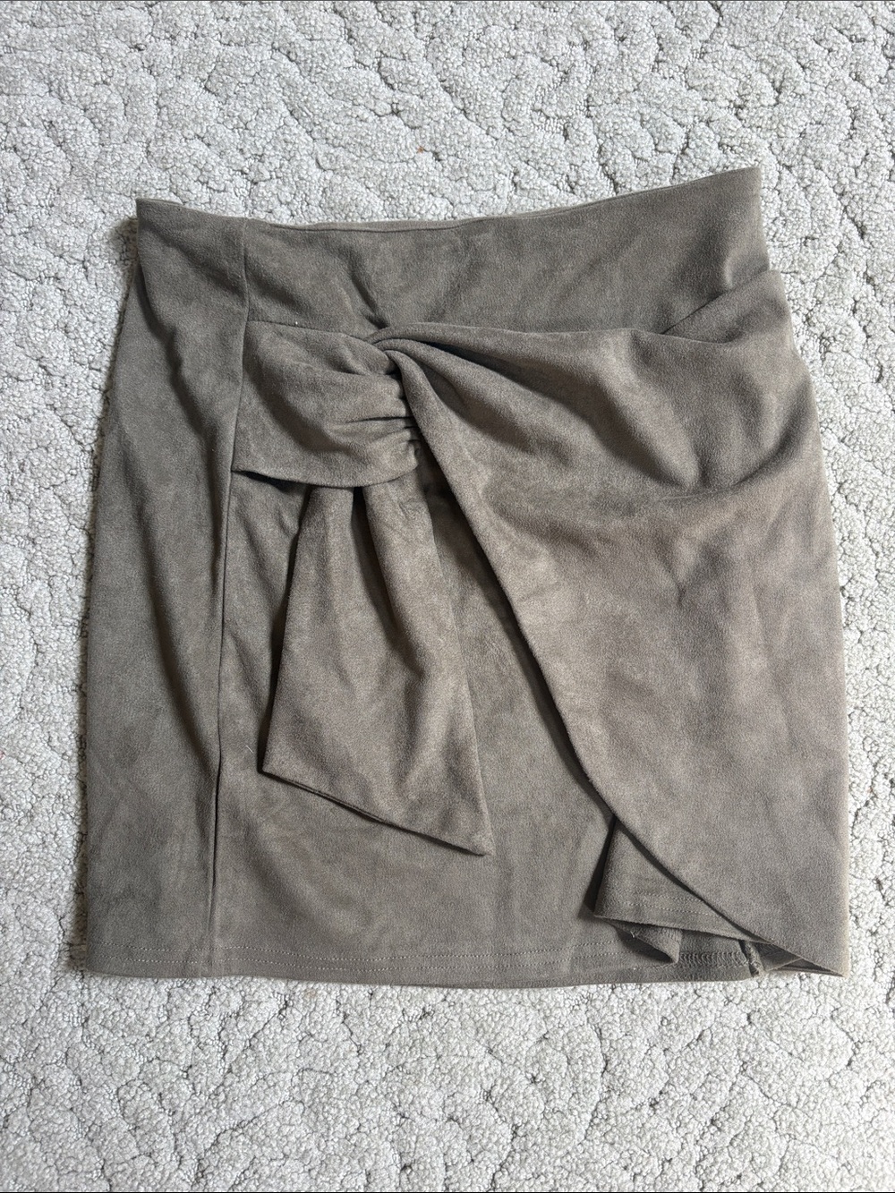 Altar’d State Women's Taupe Faux-Suede Wrap Skirt with Front Tie